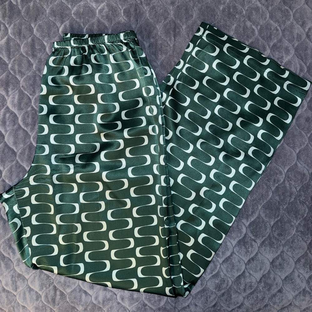 Reformation Dark Green Patterned Pants